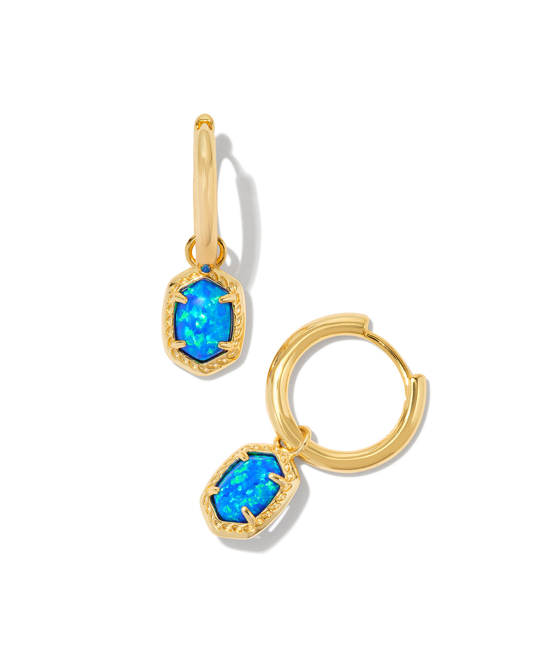 Kendra Scott Daphne Framed Huggie Earring Bright Blue Opal in Gold