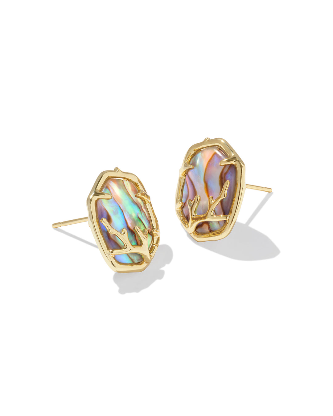 Kendra Scott Daphne Coral Frame Stud Abalone Shell in Gold