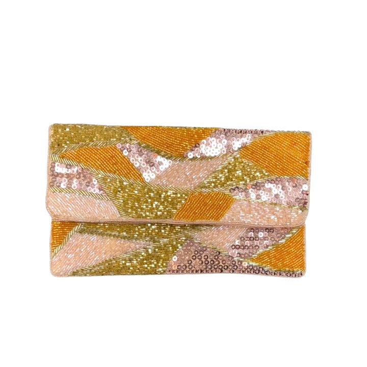 Gold Wave Beaded Clutch
