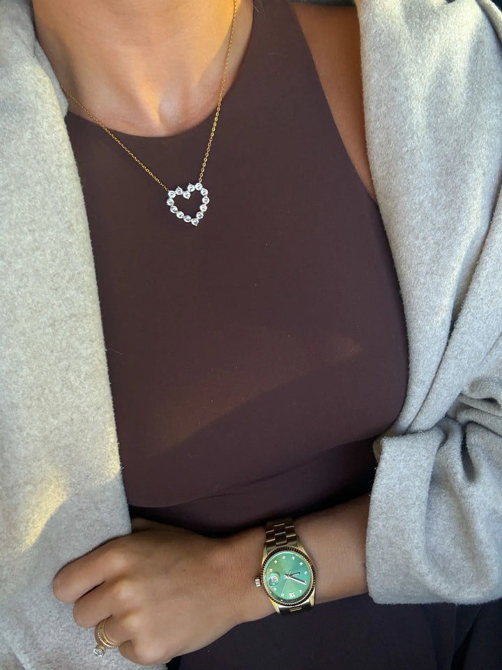 Chansuttpearls Diamond Heart Necklace
