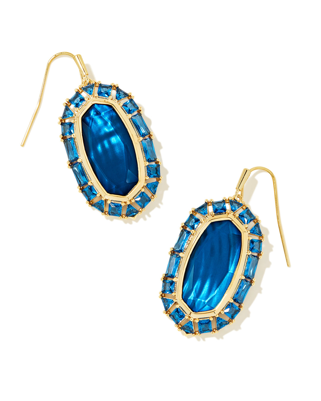 Kendra Scott-Elle Gold Crystal Frame Drop Earrings in Sea Blue Illusion
