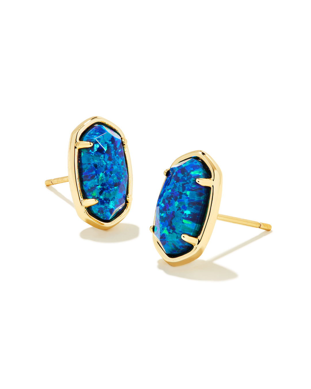 Kendra Scott-Grayson Gold Stone Stud Earrings in Cobalt Blue Kyocera Opal