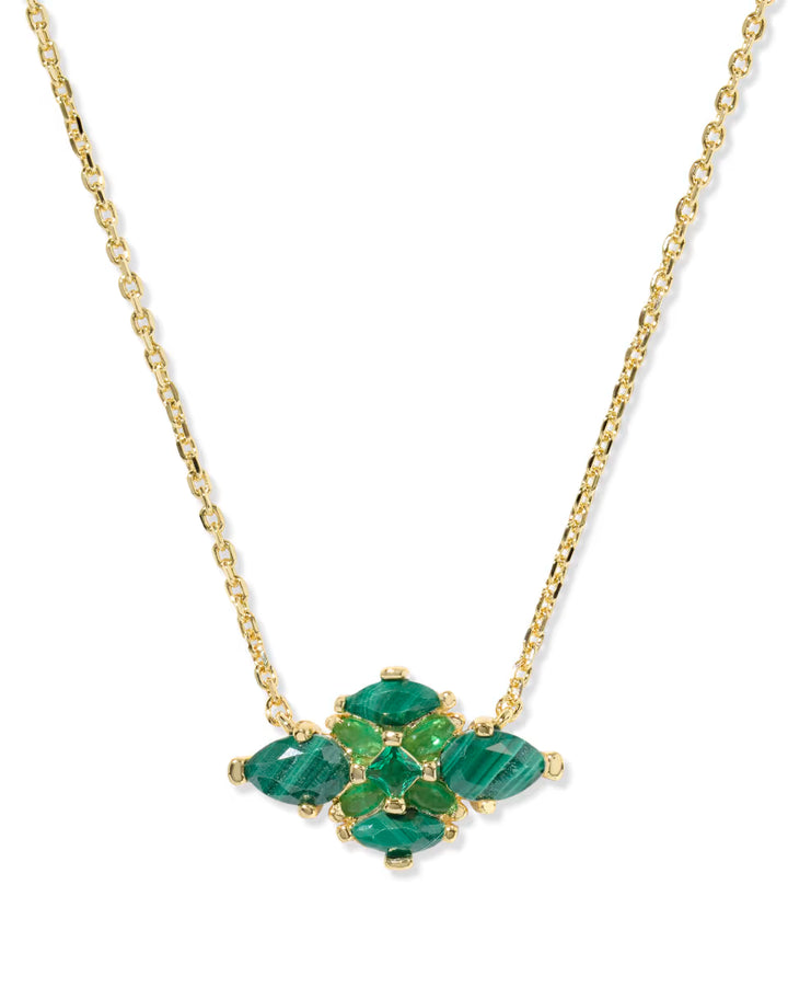 Kendra Scott Abbie Crystal Pendant Necklace in Green Mix on Gold