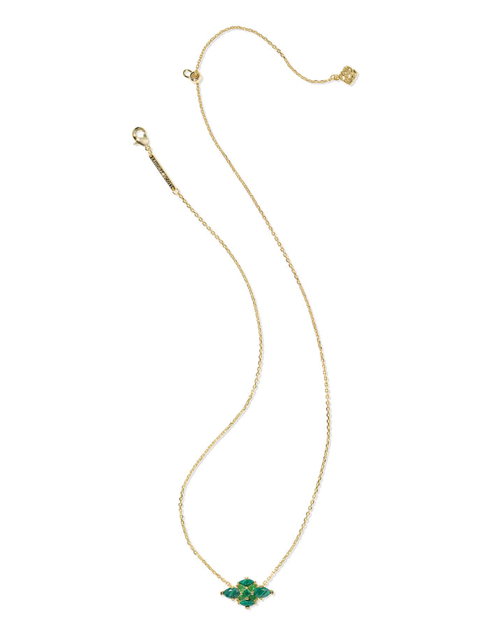 Kendra Scott Abbie Crystal Pendant Necklace in Green Mix on Gold