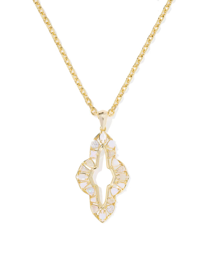 Kendra Scott Abbie Crystal Long Pendant Necklace Neutral Mix on Gold