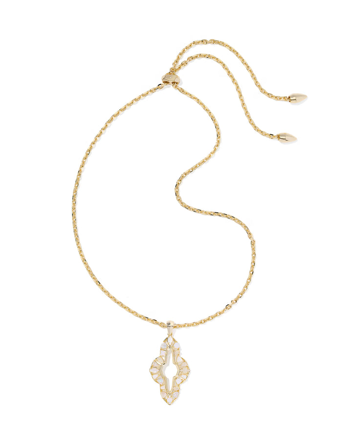 Kendra Scott Abbie Crystal Long Pendant Necklace Neutral Mix on Gold