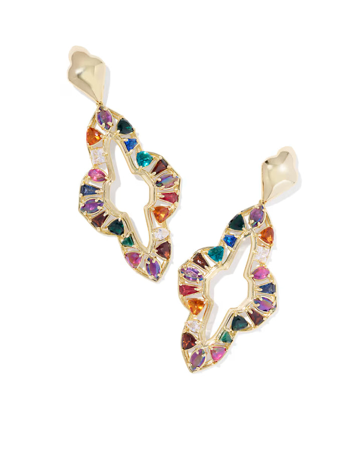 Kendra Scott Abbie Crystal Statement Earrings Multi Mix on Gold