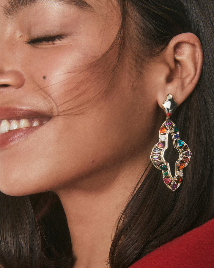 Kendra Scott Abbie Crystal Statement Earrings Multi Mix on Gold