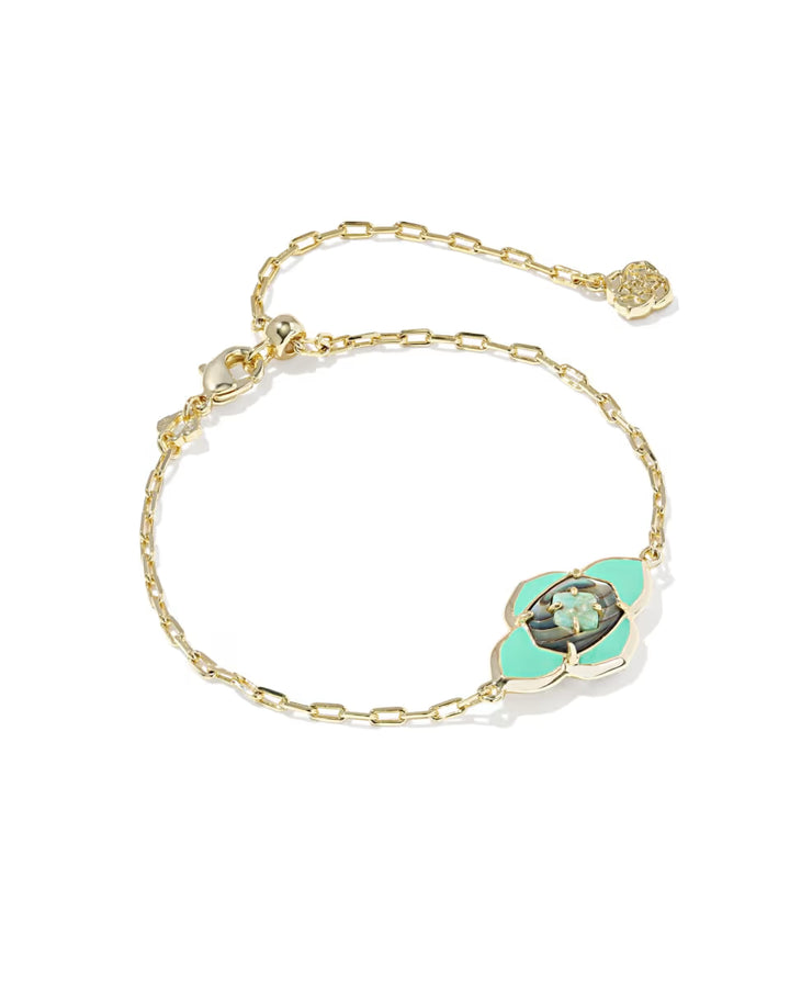 Kendra Scott Abbie Medallion Delicate Bracelet Sea Green Mix on Gold