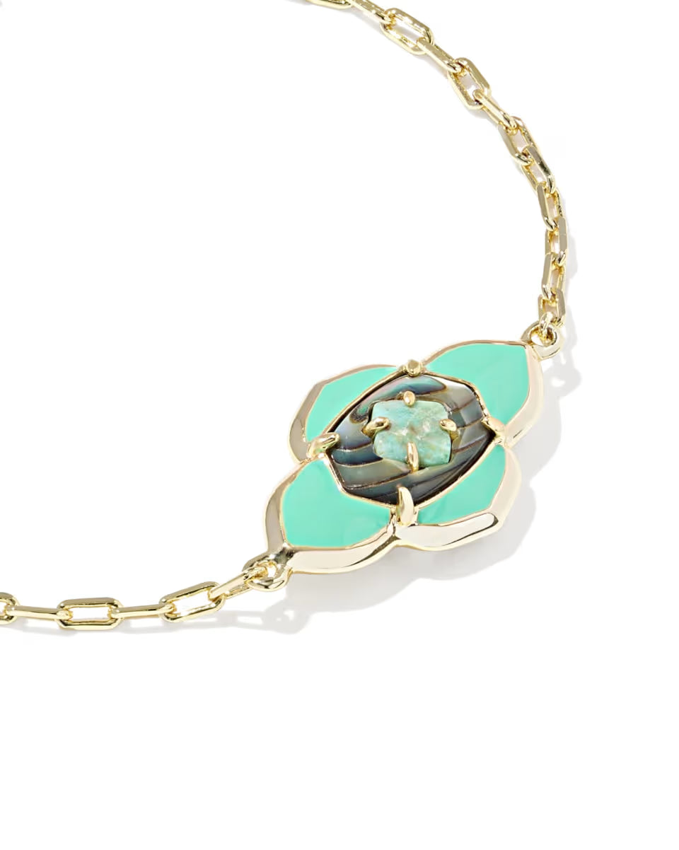 Kendra Scott Abbie Medallion Delicate Bracelet Sea Green Mix on Gold