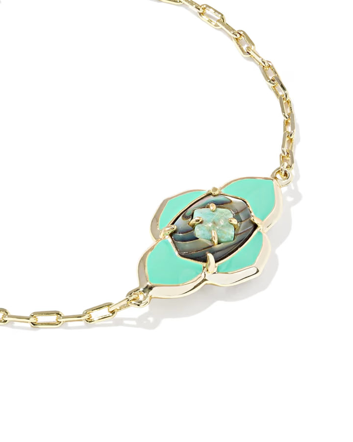 Kendra Scott Abbie Medallion Delicate Bracelet Sea Green Mix on Gold