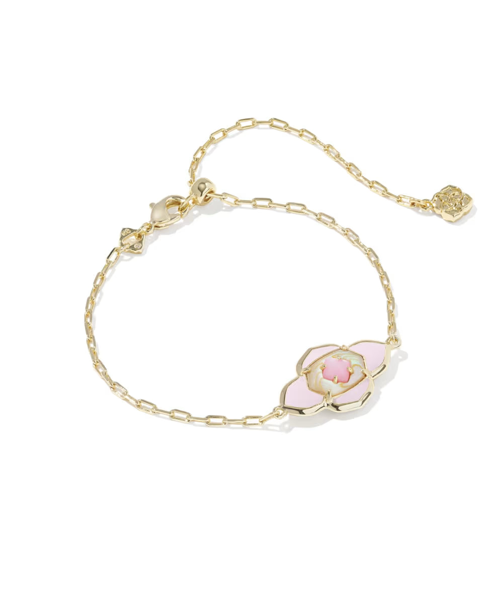 Kendra Scott Abbie Medallion Delicate Bracelet Pink Mix on Gold