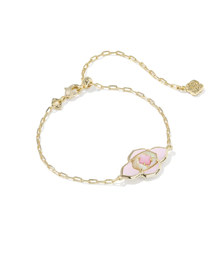 Kendra Scott Abbie Medallion Delicate Bracelet Pink Mix on Gold
