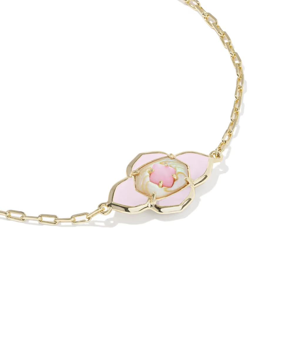 Kendra Scott Abbie Medallion Delicate Bracelet Pink Mix on Gold
