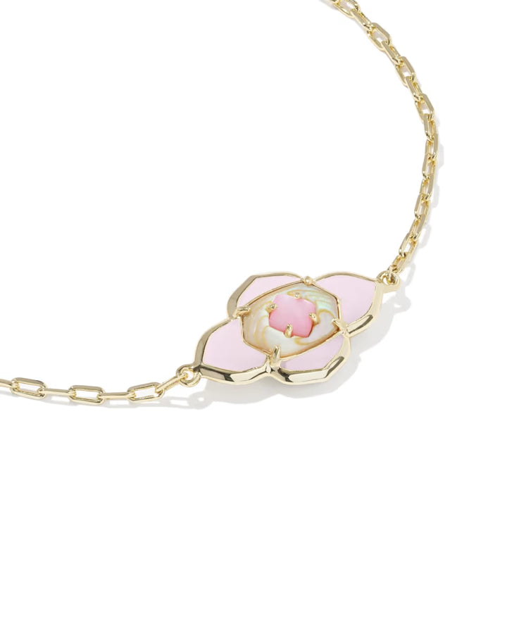 Kendra Scott Abbie Medallion Delicate Bracelet Pink Mix on Gold