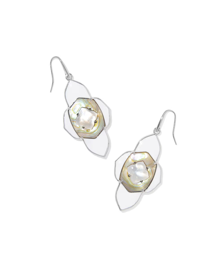 Kendra Scott Abbie Medallion Drop Earring White Mix on Silver