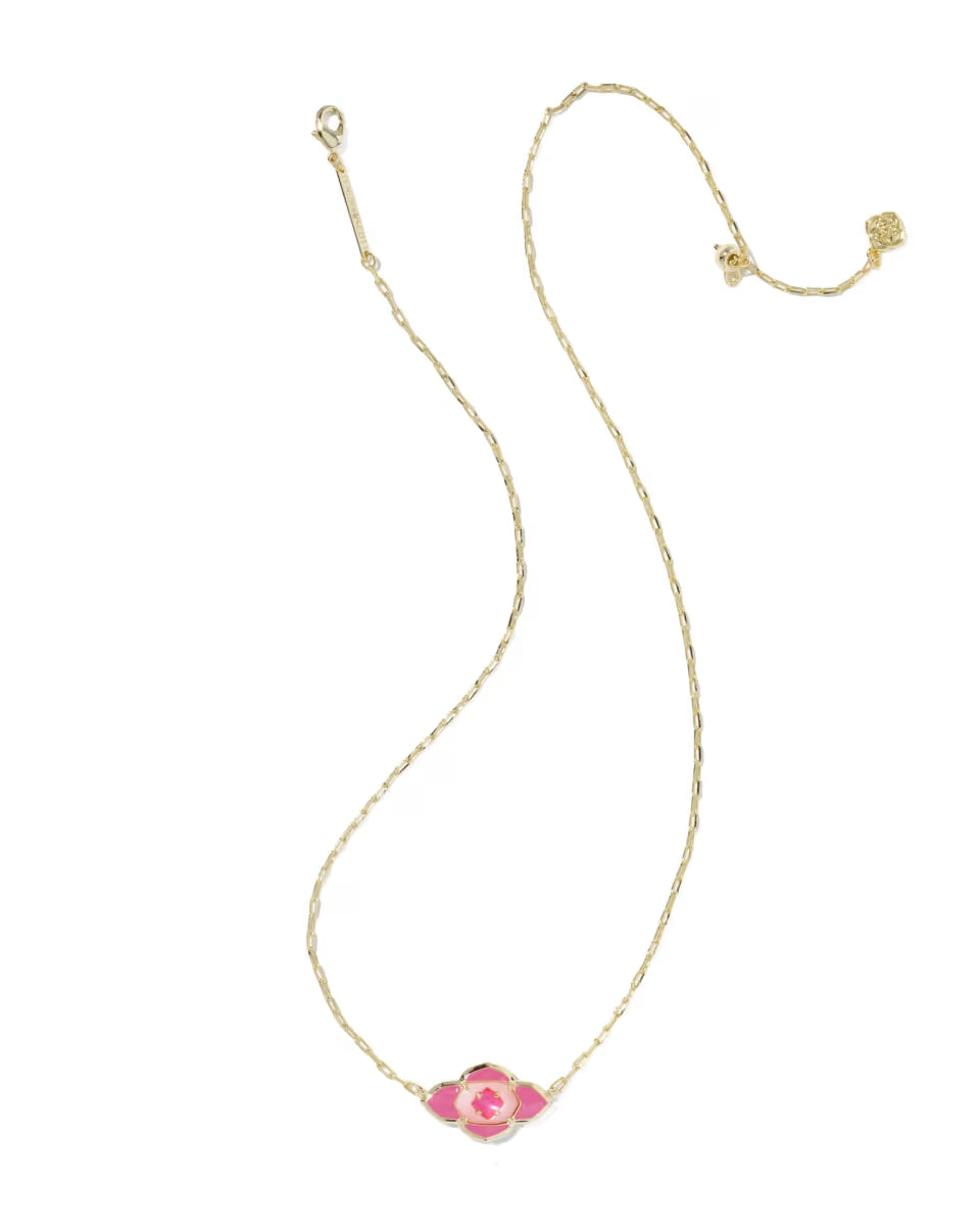 Kendra Scott Abbie Medallion Pendant Hot Pink Mix on Gold