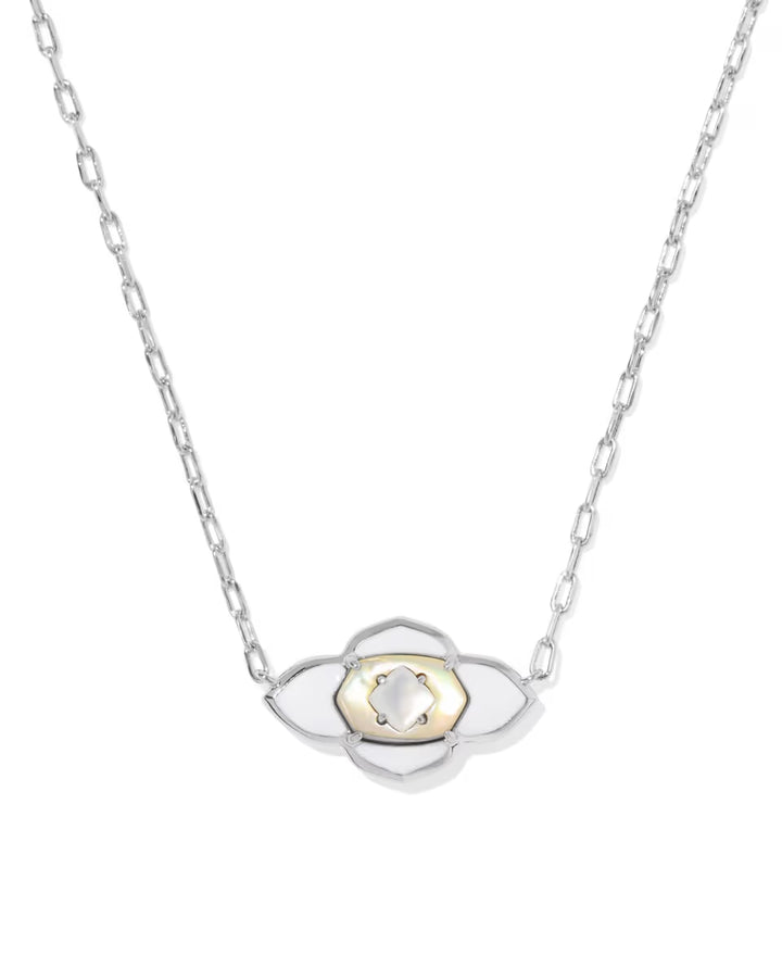 Kendra Scott Abbie Medallion Pendant White Mix on Silver