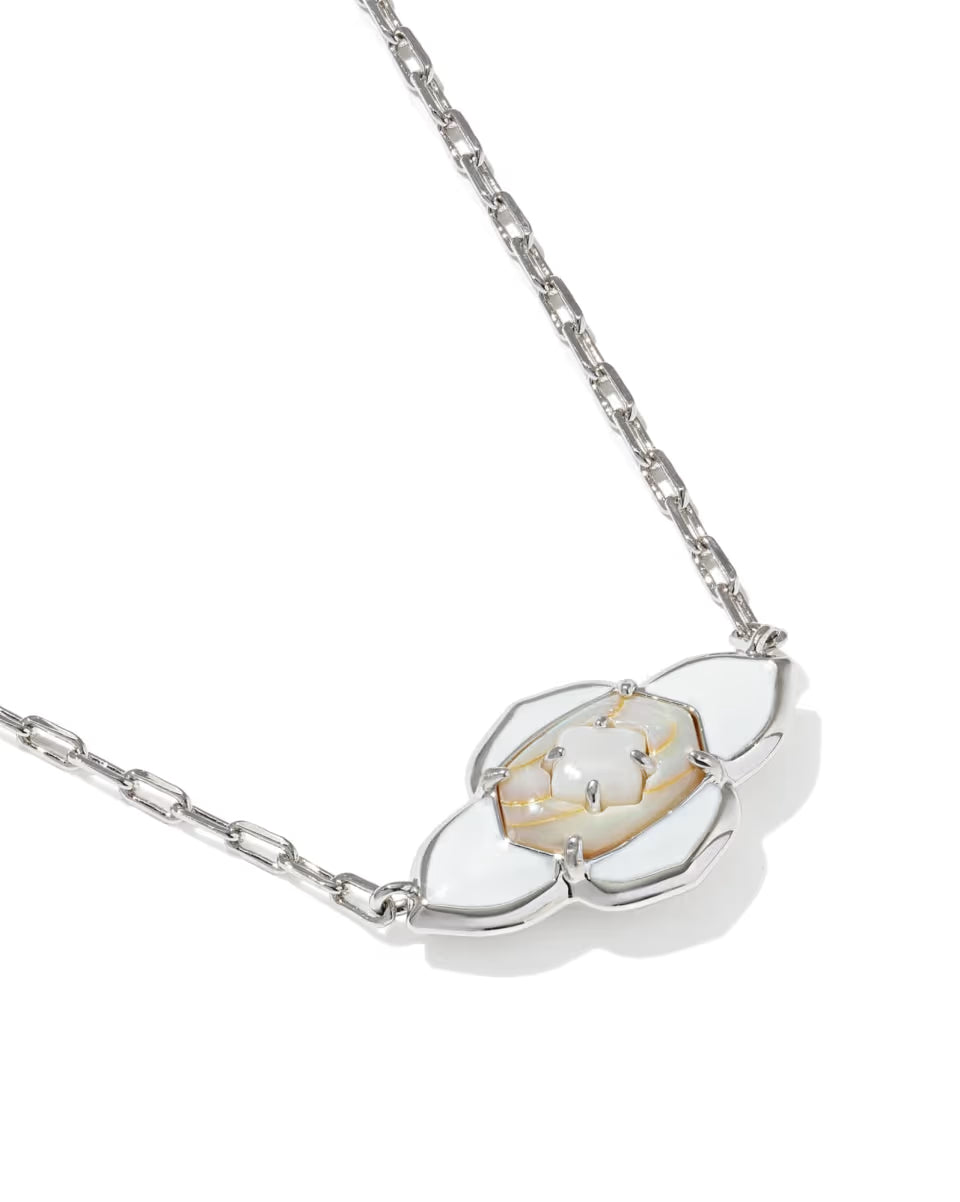 Kendra Scott Abbie Medallion Pendant White Mix on Silver