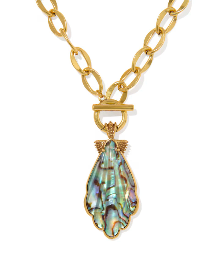 Kendra Scott Alexa Statement Necklace Abalone Shell on Vintage Gold