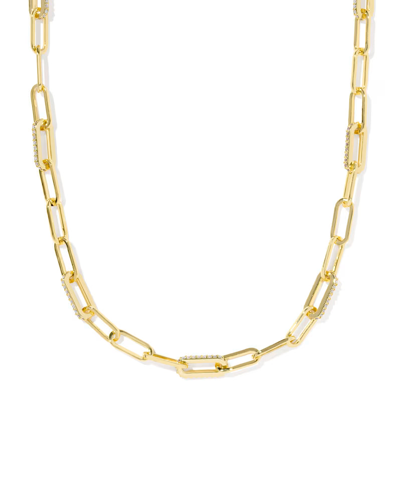 Kendra Scott Bella Chain Necklace White CZ on Gold