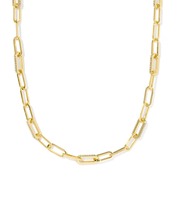 Kendra Scott Bella Chain Necklace White CZ on Gold