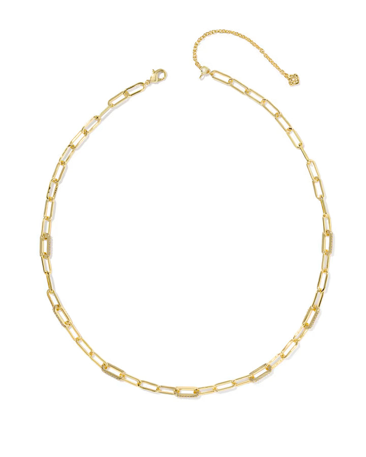 Kendra Scott Bella Chain Necklace White CZ on Gold
