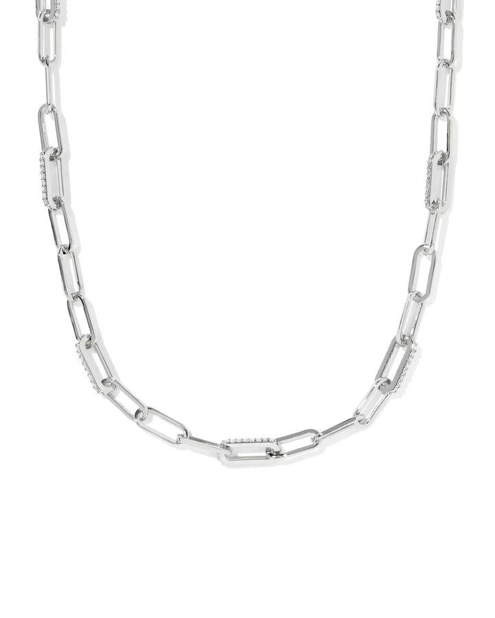Kendra Scott Bella Chain Necklace White CZ on Silver