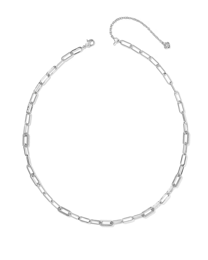 Kendra Scott Bella Chain Necklace White CZ on Silver