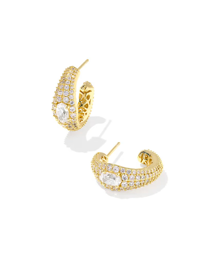 Kendra Scott Bella Hoop Earring White CZ on Gold