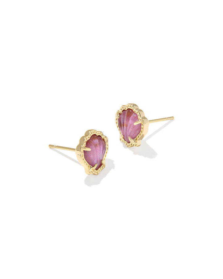Kendra Scott Brynne Shell Stud Earring Purple Abalone on Gold