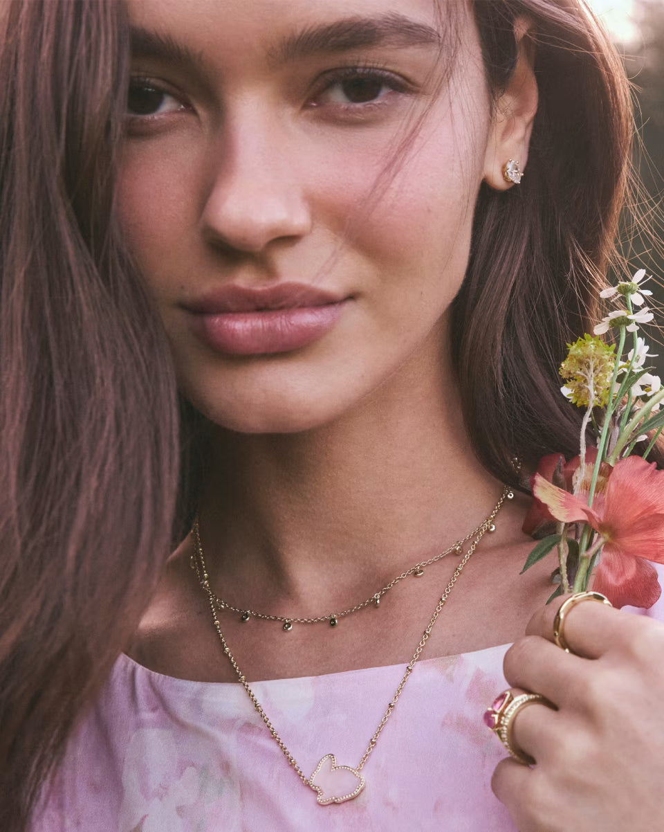 Kendra Scott Bunny Pendant Necklace Gold Matte Blush Pink