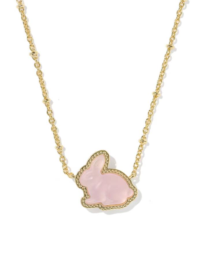 Kendra Scott Bunny Pendant Necklace Gold Matte Blush Pink