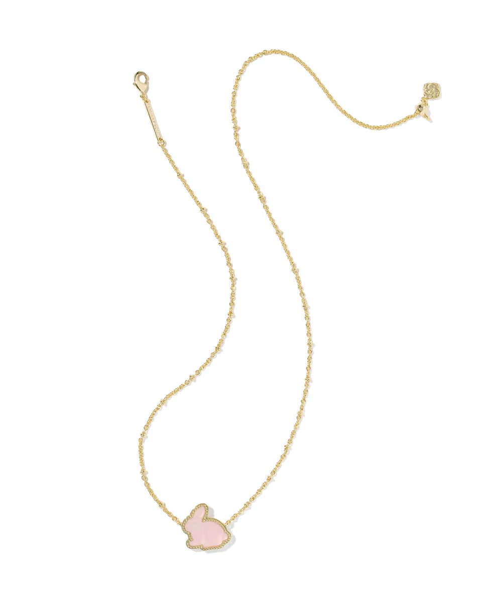 Kendra Scott Bunny Pendant Necklace Gold Matte Blush Pink