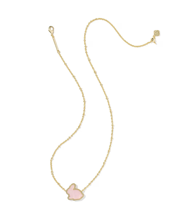 Kendra Scott Bunny Pendant Necklace Gold Matte Blush Pink