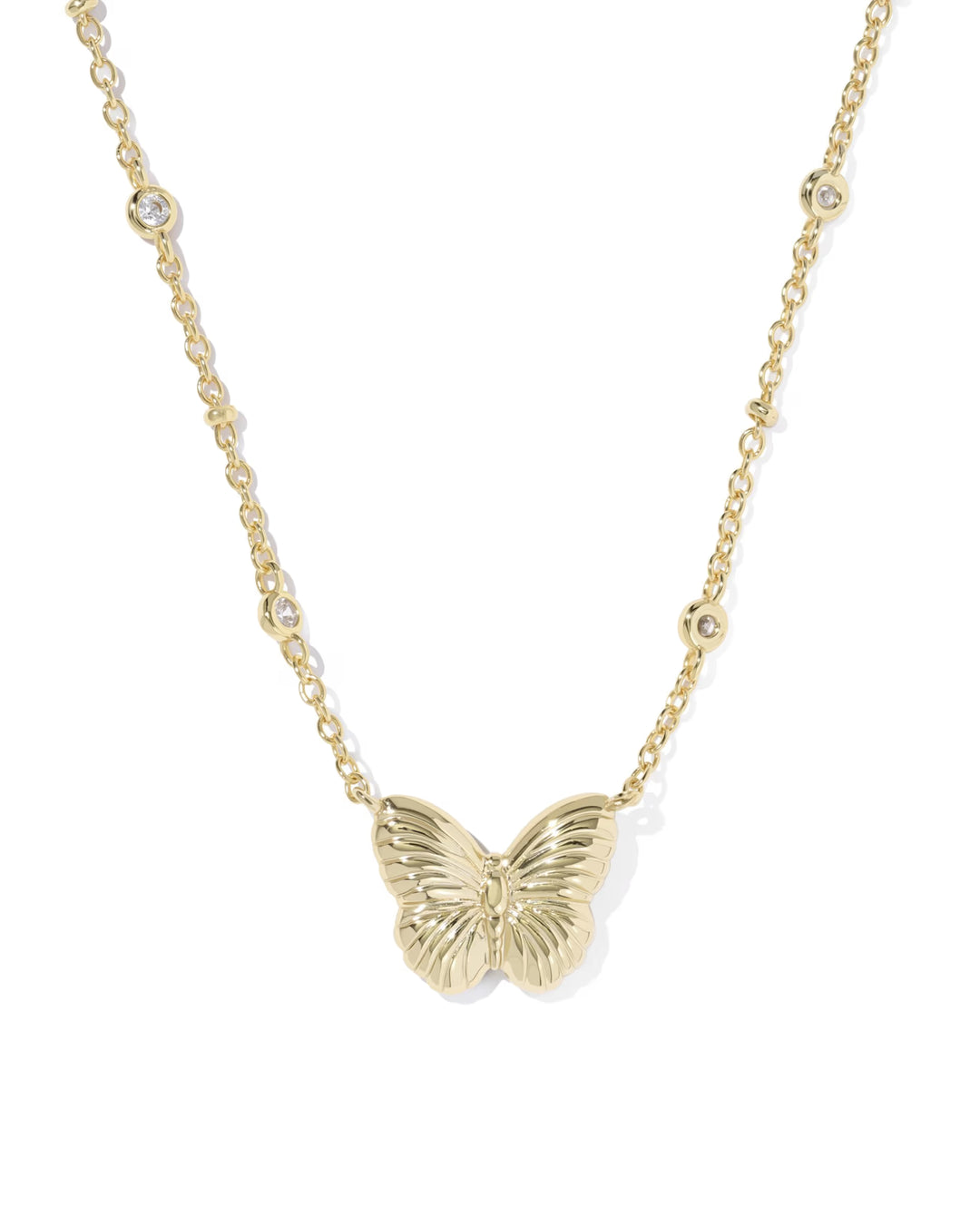 Kendra Scott Cailey Butterfly Pendant Necklace Gold Pink Opalescent