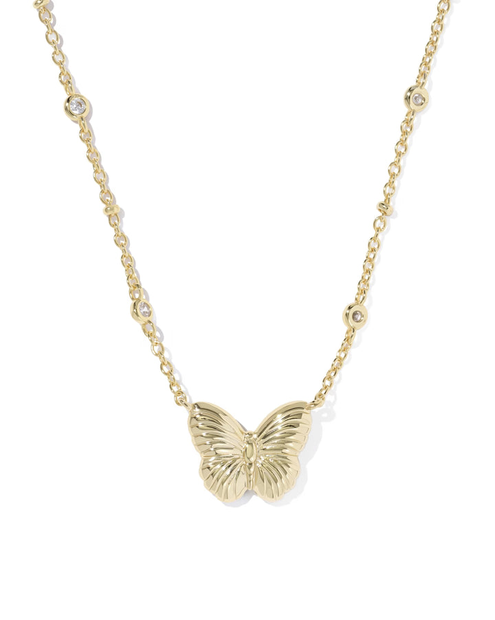 Kendra Scott Cailey Butterfly Pendant Necklace Gold Pink Opalescent