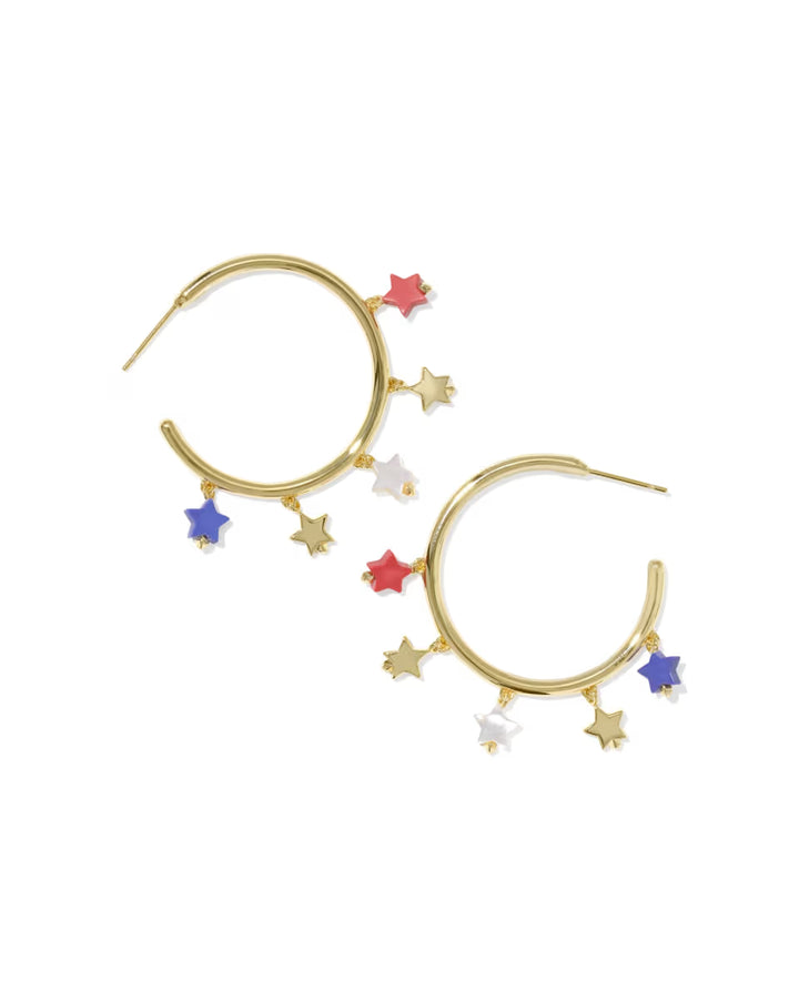 Kendra Scott Camilla Hoop Earring in Red, White & Blue on Gold