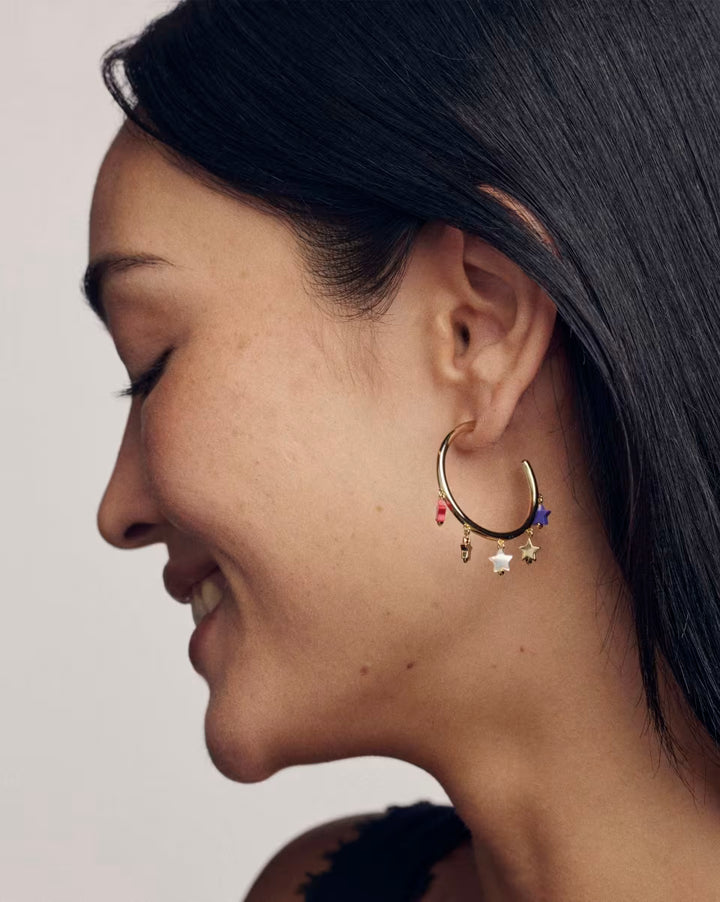 Kendra Scott Camilla Hoop Earring in Red, White & Blue on Gold
