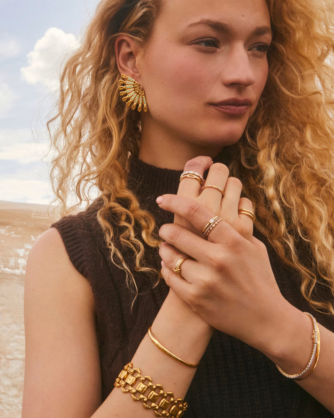 Kendra Scott Catherine Statement Earring in Vintage Gold Multi Mix