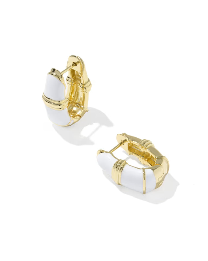 Kendra Scott Courtney Enamel Huggie Earring Gold White