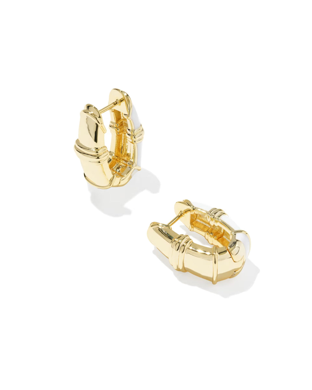 Kendra Scott Courtney Enamel Huggie Earring Gold White