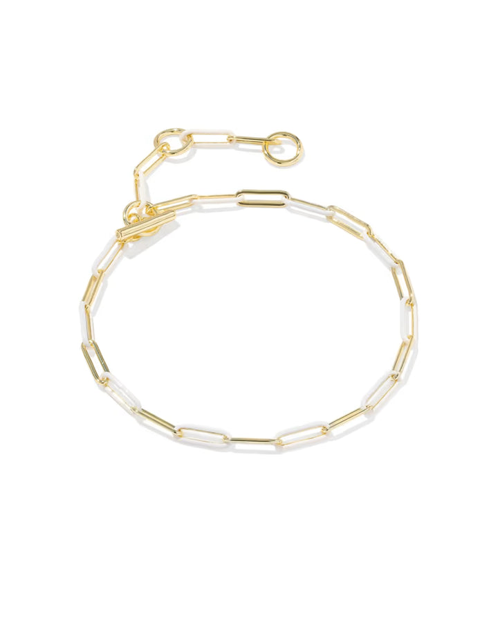 Kendra Scott Courtney Enamel Link and Chain Bracelet Gold White