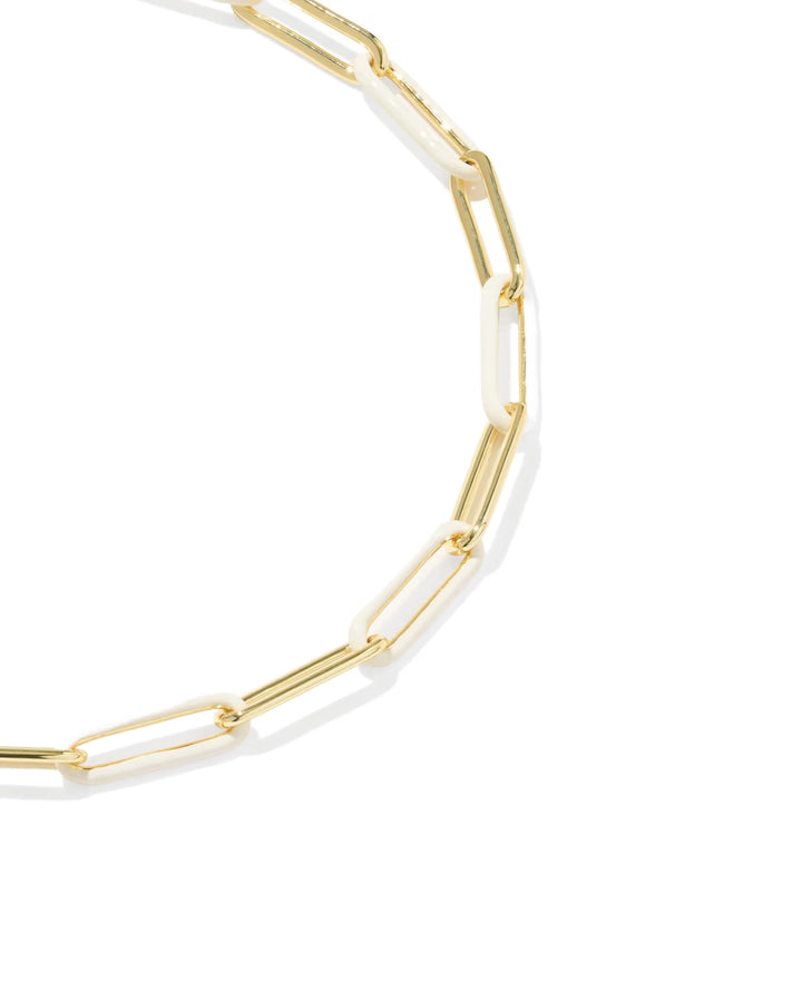 Kendra Scott Courtney Enamel Link and Chain Bracelet Gold White