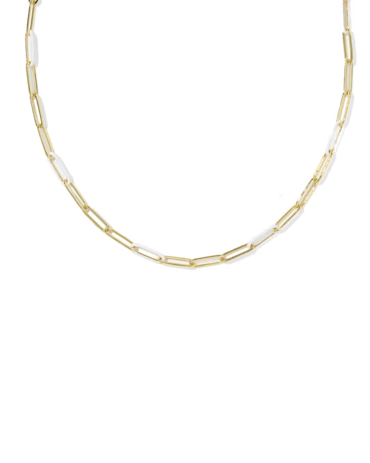 Kendra Scott Courtney Enamel Link and Chain Necklace Gold White