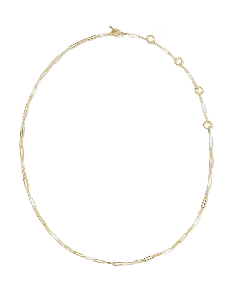 Kendra Scott Courtney Enamel Link and Chain Necklace Gold White