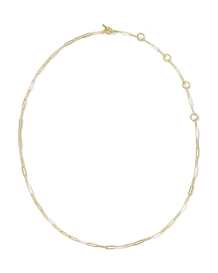 Kendra Scott Courtney Enamel Link and Chain Necklace Gold White