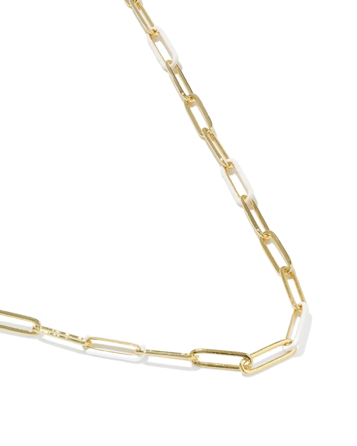Kendra Scott Courtney Enamel Link and Chain Necklace Gold White