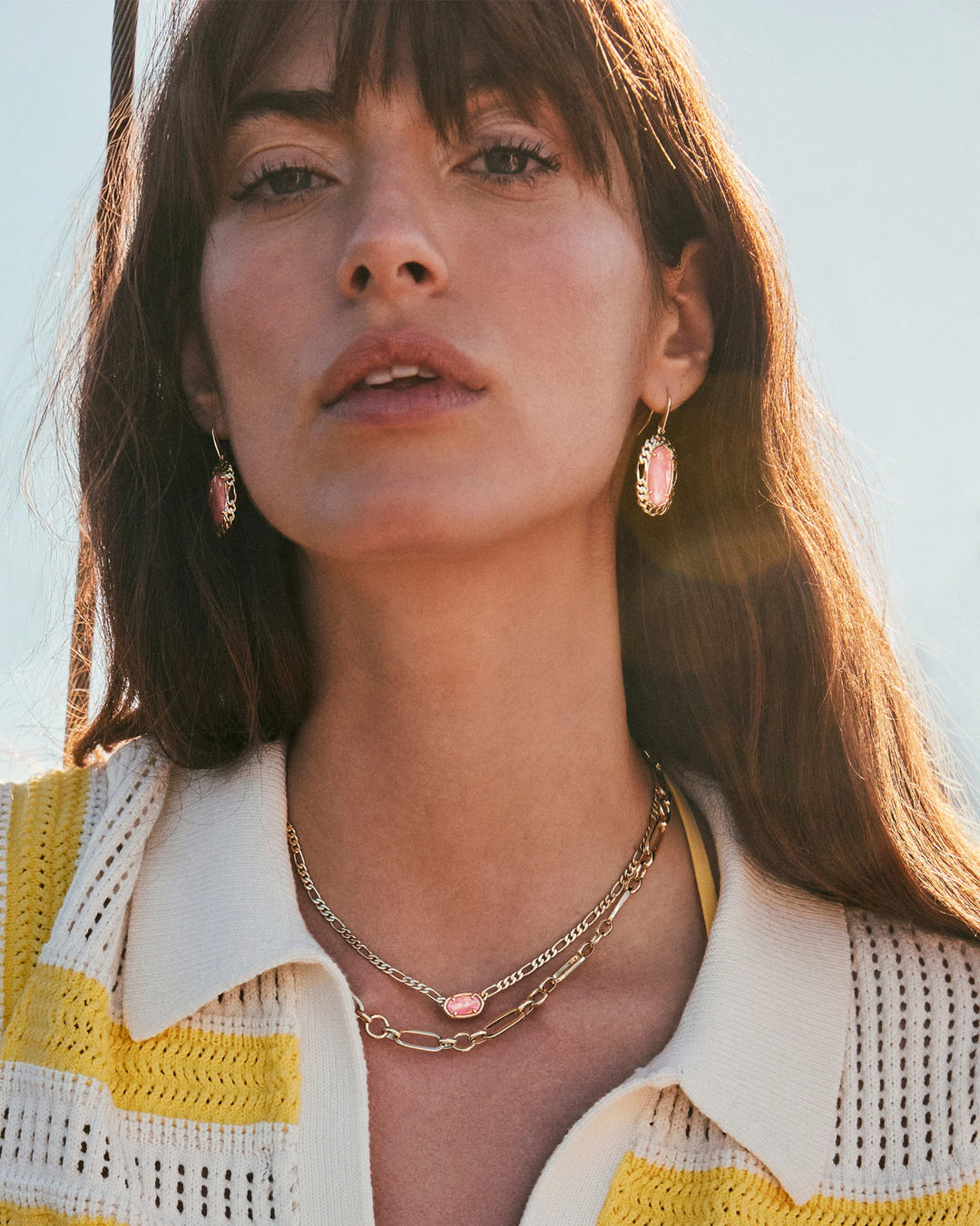 Kendra Scott Dani Figaro Frame Drop Earring in Gold Papaya Iridescent Illusion