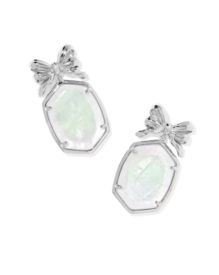 Kendra Scott Daphne Bow Drop Earring in Iridescent Crystal Ivory Illusion on Silver